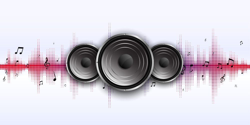 music speaker with wave equalizer frequency background